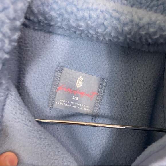 Free People Hit The Slopes Fleece Eyelet Jacket Large Blue - Picture 5 of 6